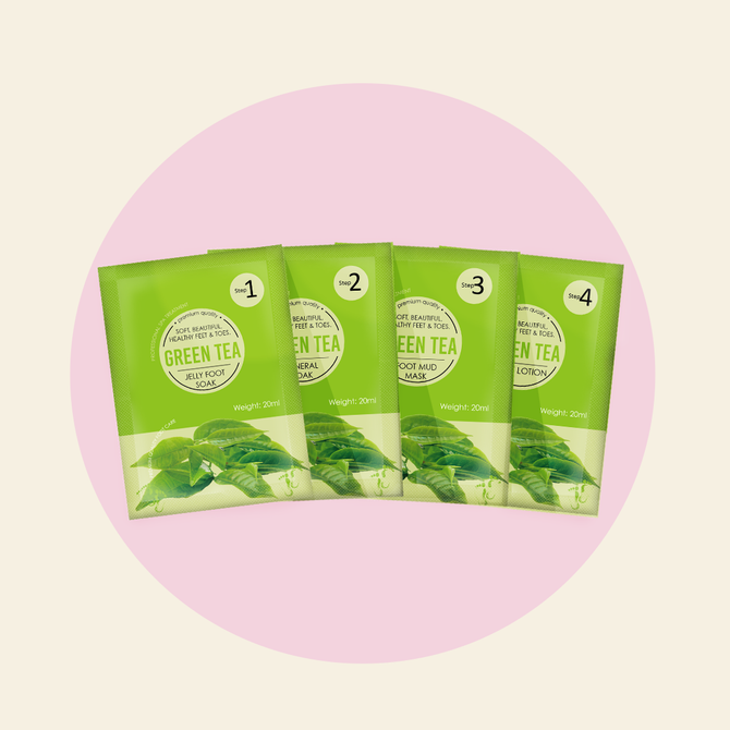 Mitty 4 Step Pedi Kit includes Jelly Soak - Green Tea
